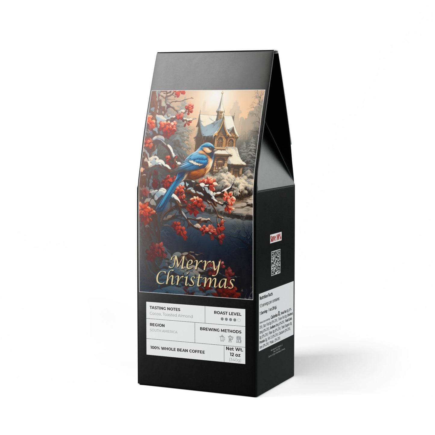 Winter Wonders Coffee Blend 12 oz Medium-Dark Roast with Christmas Card Cut-outs Blue Jay and Deer