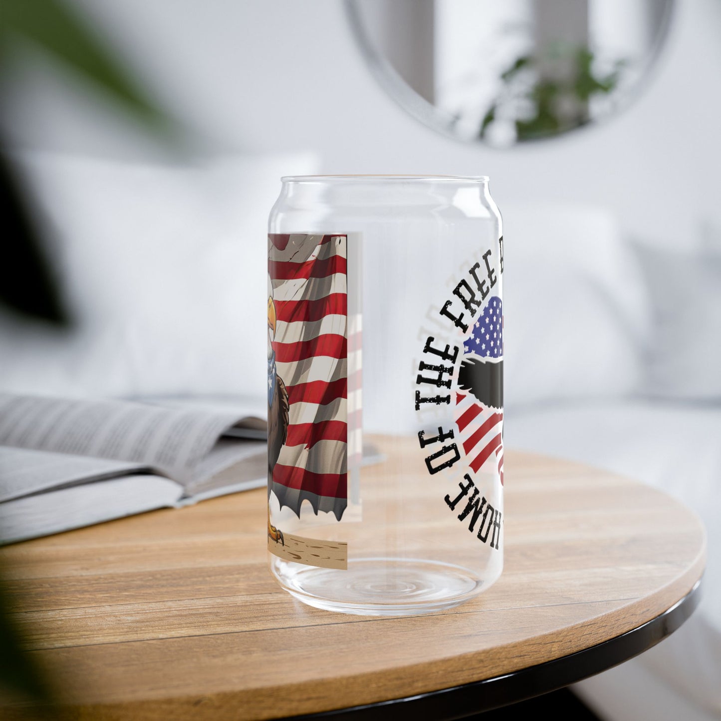 Patriotic Sipper Glass, 16oz | Unique Drinkware for Veterans, Front-Back Designs
