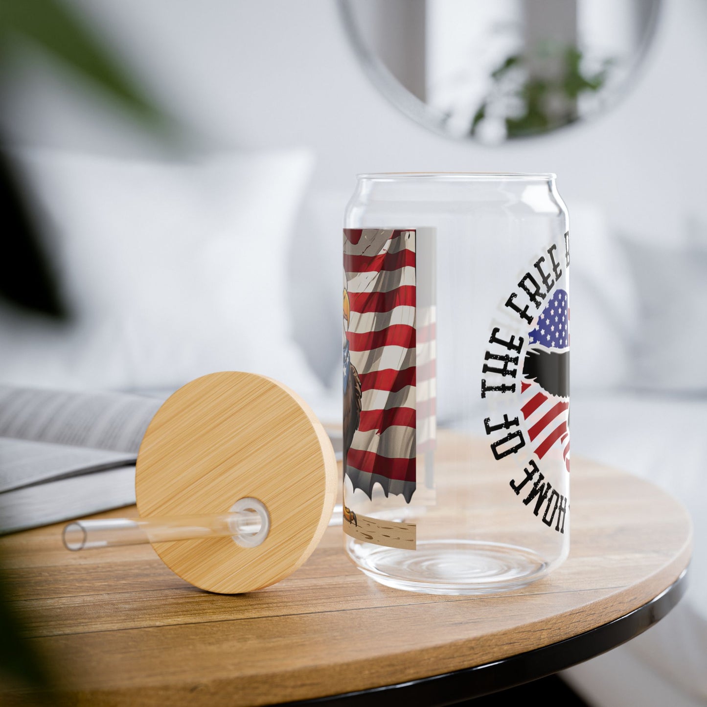 Patriotic Sipper Glass, 16oz | Unique Drinkware for Veterans, Front-Back Designs