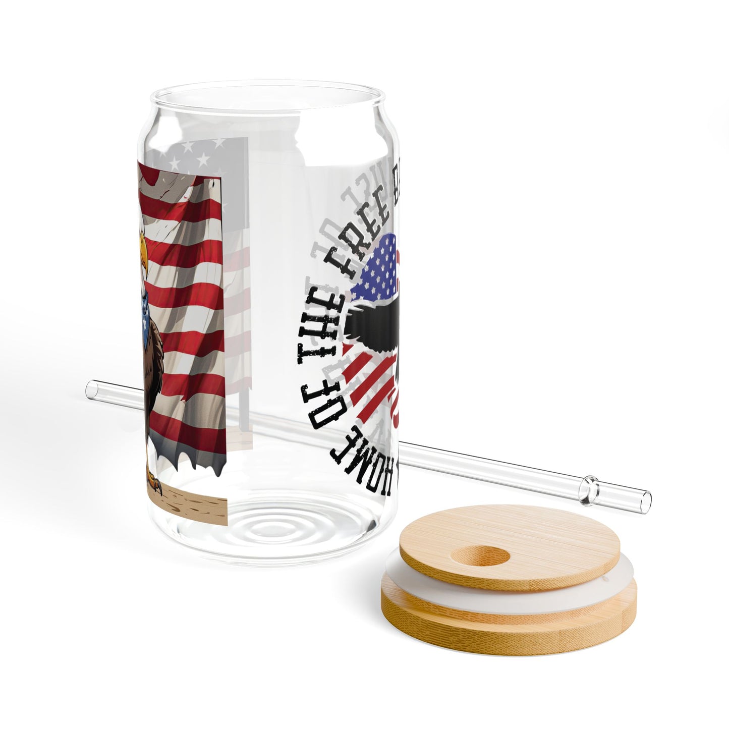 Patriotic Sipper Glass, 16oz | Unique Drinkware for Veterans, Front-Back Designs