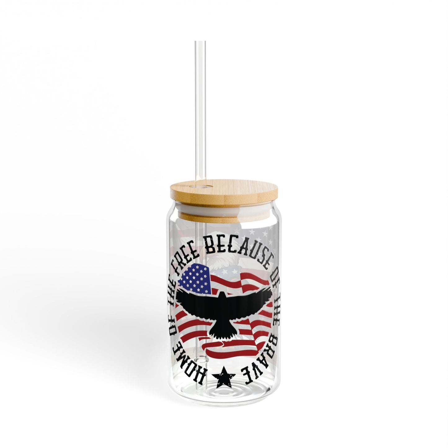 Patriotic Sipper Glass, 16oz | Unique Drinkware for Veterans, Front-Back Designs