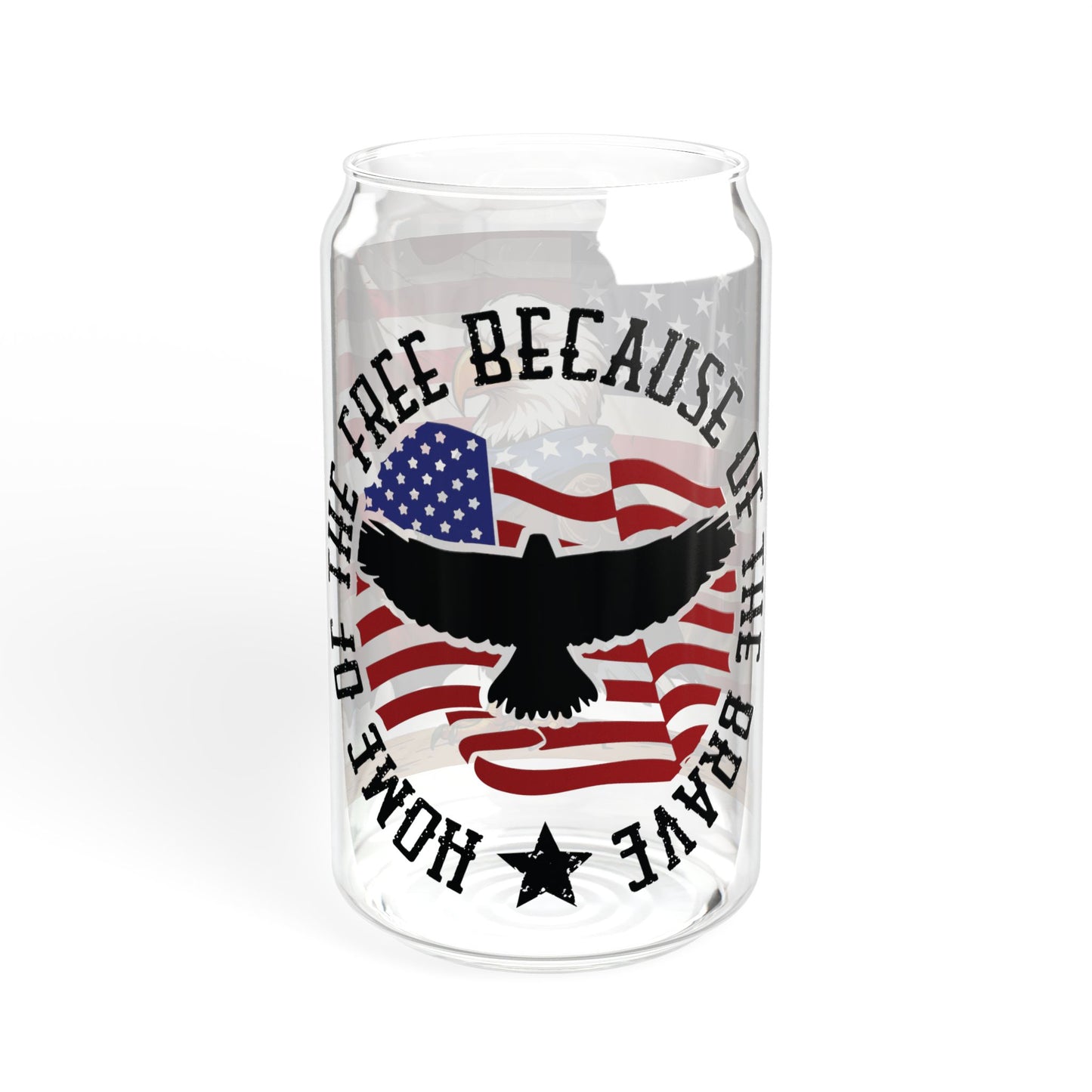 Patriotic Sipper Glass, 16oz | Unique Drinkware for Veterans, Front-Back Designs