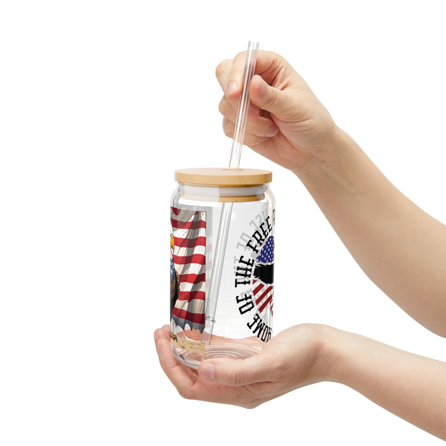 Patriotic Sipper Glass, 16oz | Unique Drinkware for Veterans, Front-Back Designs