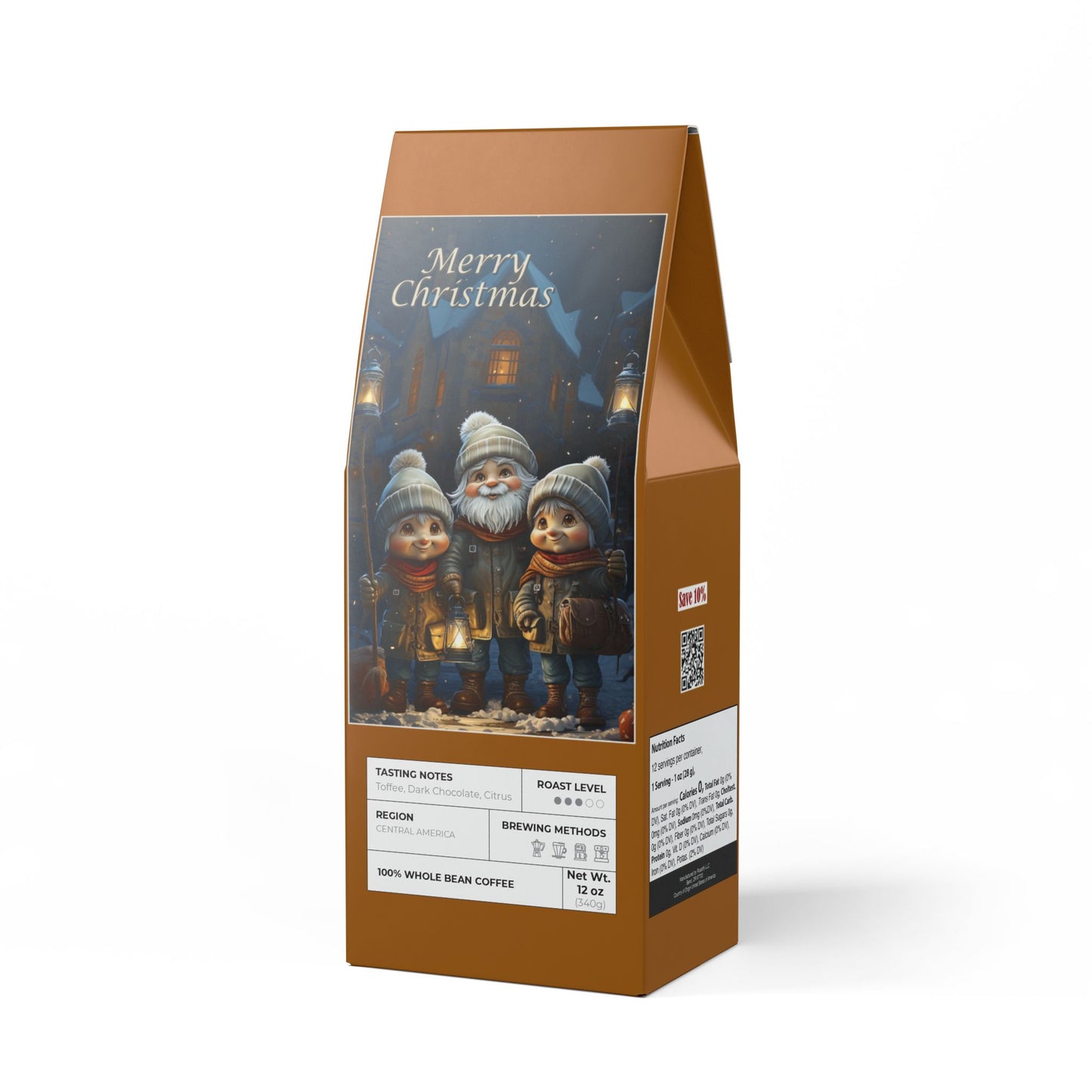 Holiday Gnomes Coffee – 12oz Medium Roast | Christmas Card Cut-Out Gift Box