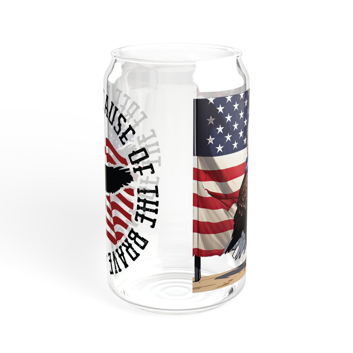 Patriotic Sipper Glass, 16oz | Unique Drinkware for Veterans, Front-Back Designs