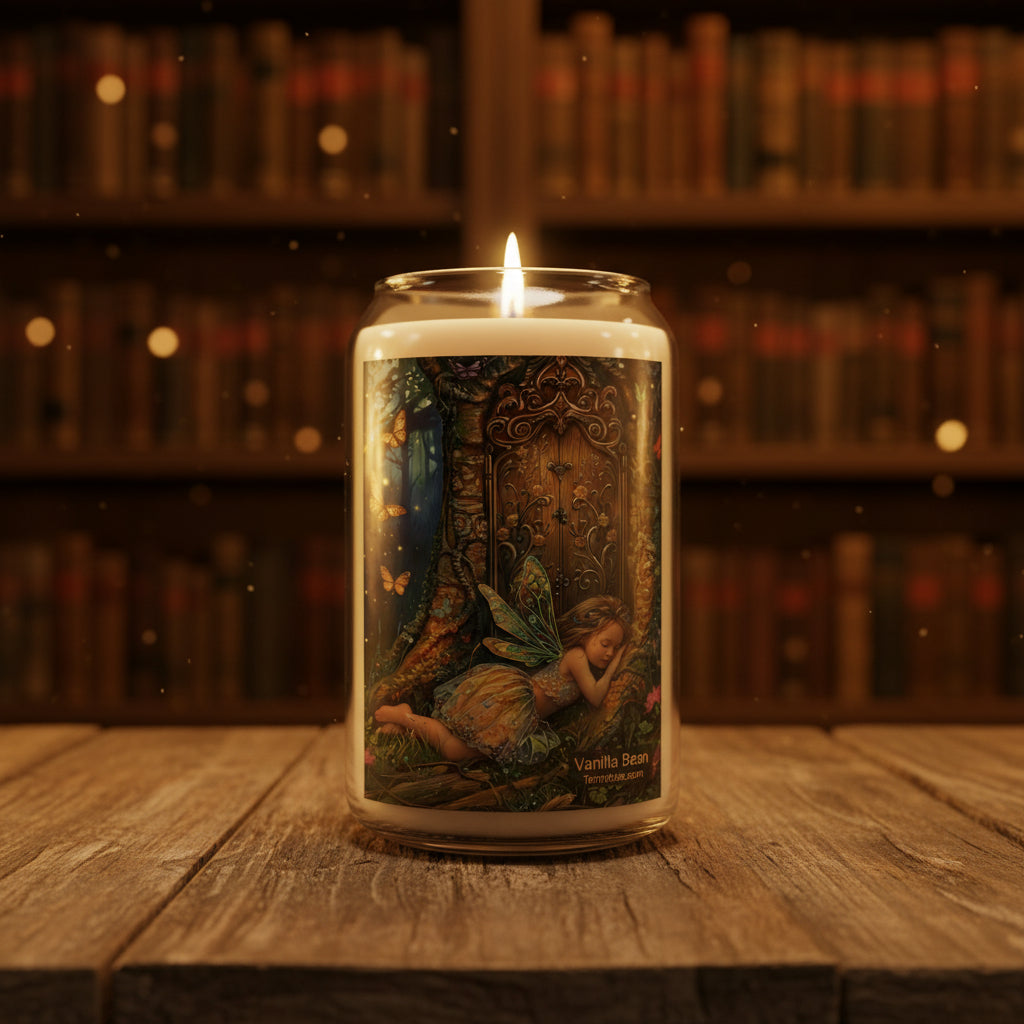 13 oz Candle in a Glass Can, Sleeping Fairy, Vanilla Bean Scent, TennDixie