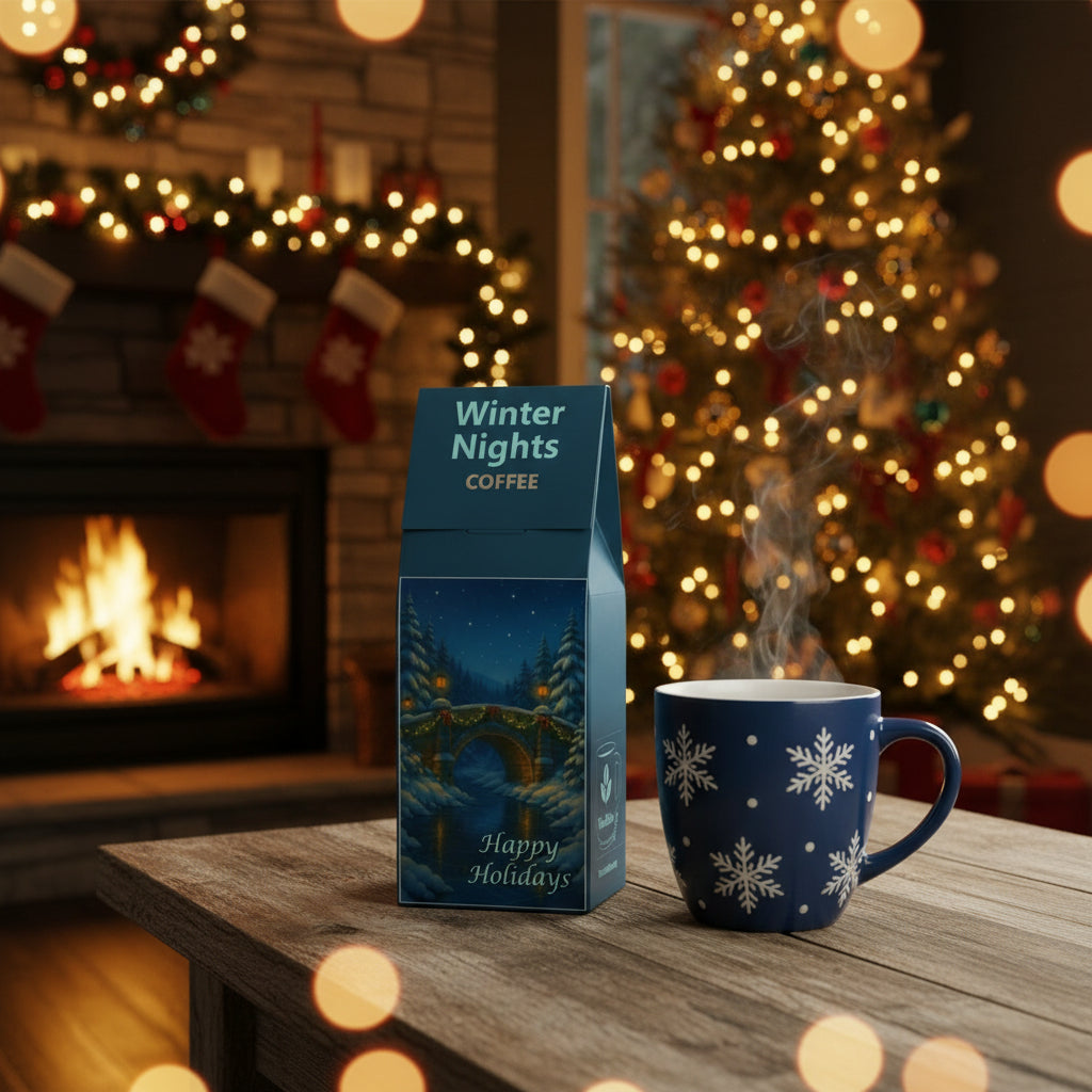 Christmas Winter Nights Decaffeinated Coffee Blend (Medium Roast) with Card Cut-Outs